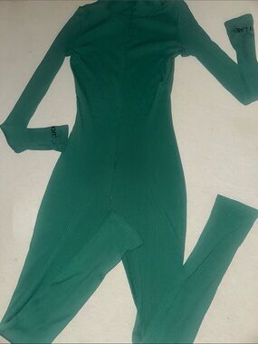 Womens Size L Lucky Label Green Ribbed Turtleneck Jumpsuit